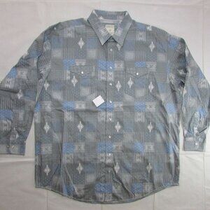 Panhandle Rough Stock Men's XXL Long Sleeve Bandana Aztec Print Snap Shirt